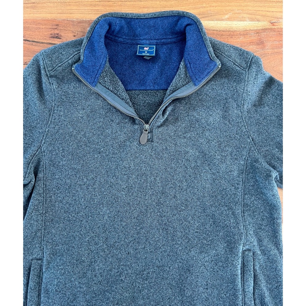 Vineyard Vines Mens Quarter Zip Fleece Pullover Gray Heather Sweater Size M